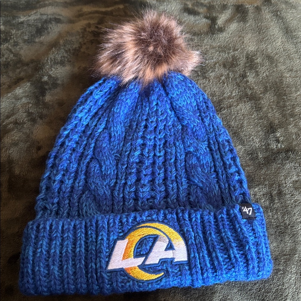 47 Brand LA Rams Royal Blue Beanie with Pom